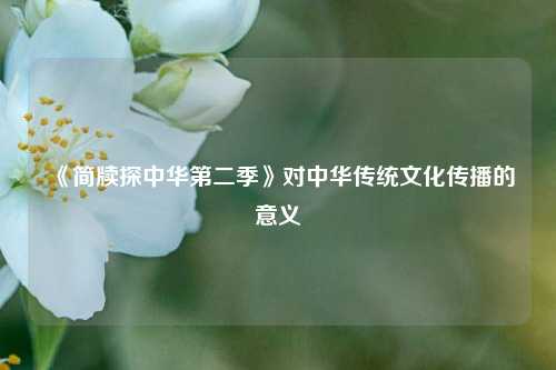 《简牍探中华第二季》对中华传统文化传播的意义